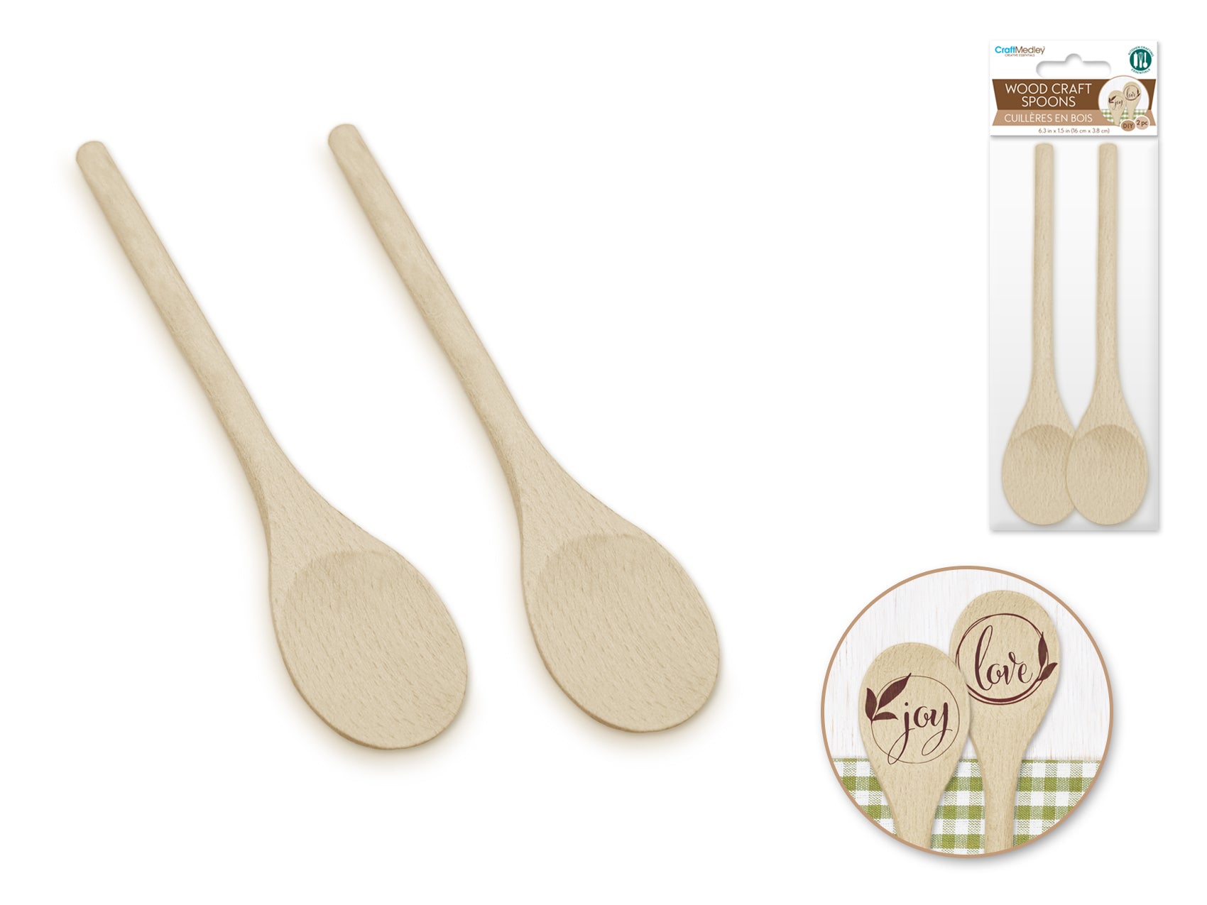 Wooden Craft Spoons, 2 Pack
