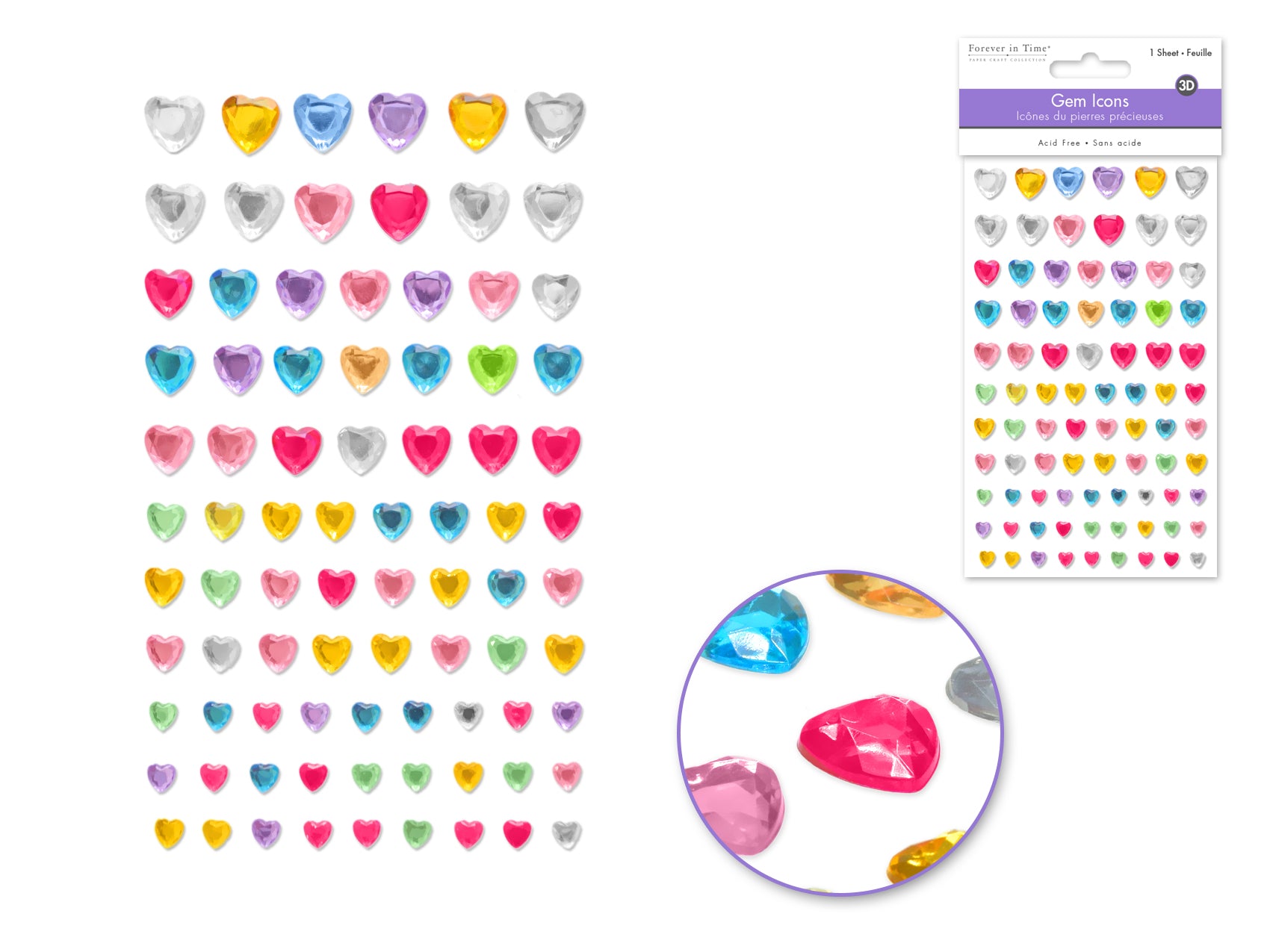 Heart Gem Paper Craft Stickers