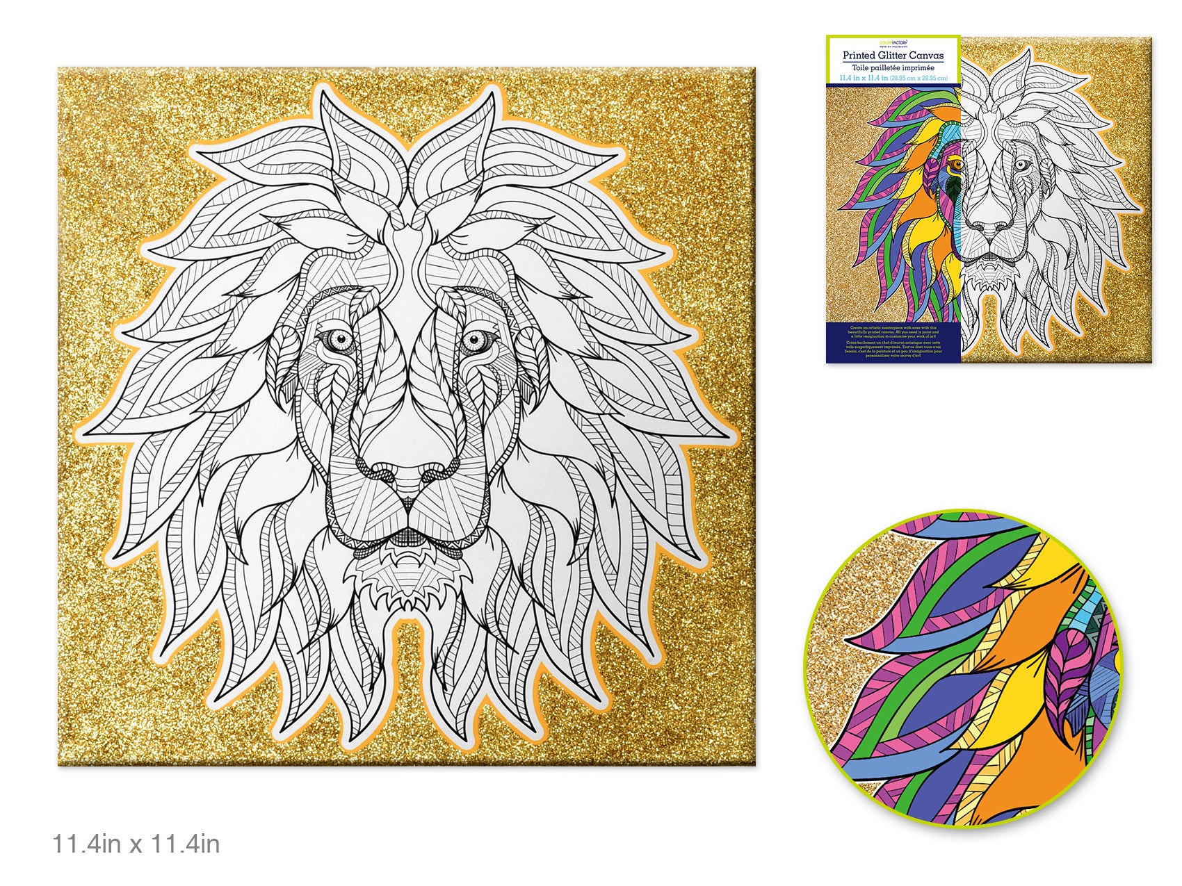 Glitter Lion Printed Canvas Art