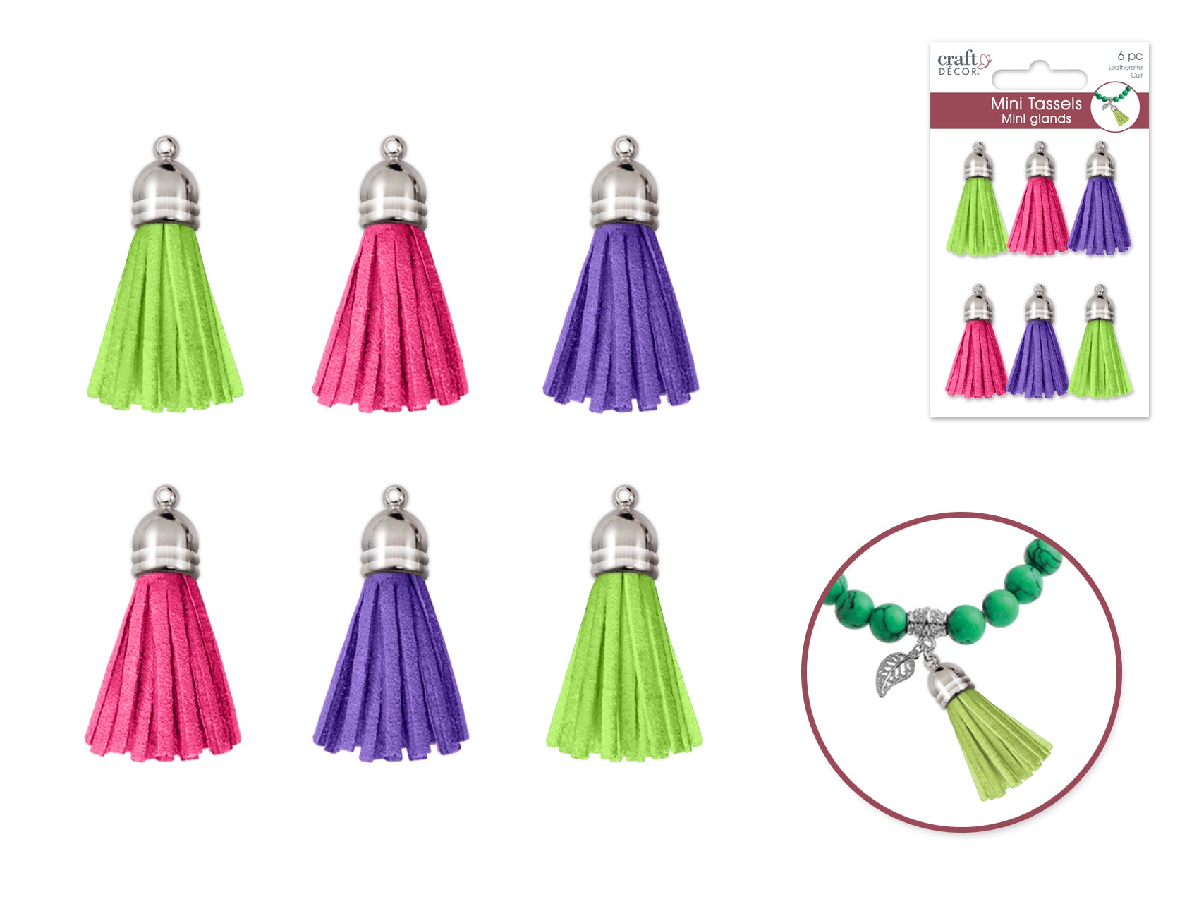 Glam Leatherette Tassels, 6-Pack
