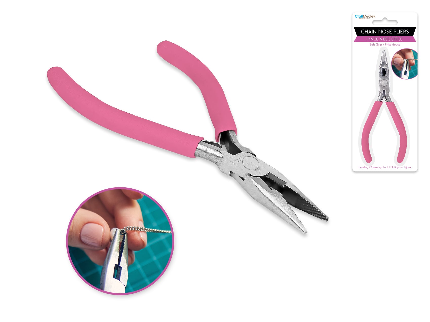 5" Chain Nose Pliers with Soft Grip Handle