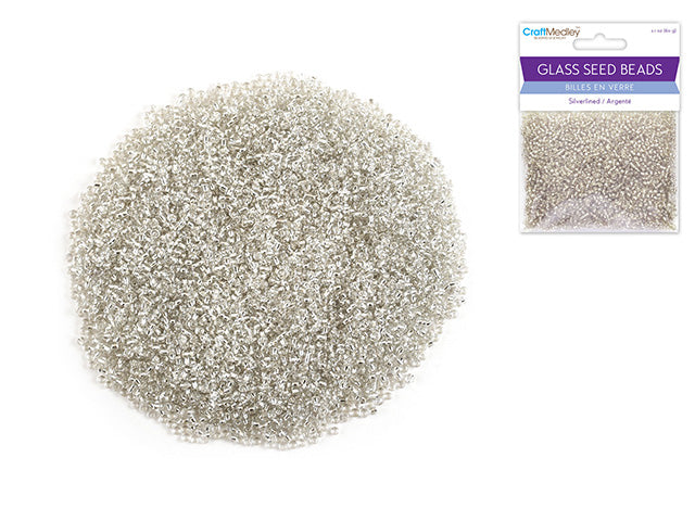 Glass Seed Beads, 12/0, Silverlined Crystal, 60 g