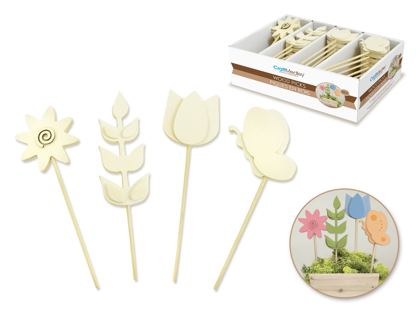 Wood Craft 7.9" Decorative Picks - Spring Medley