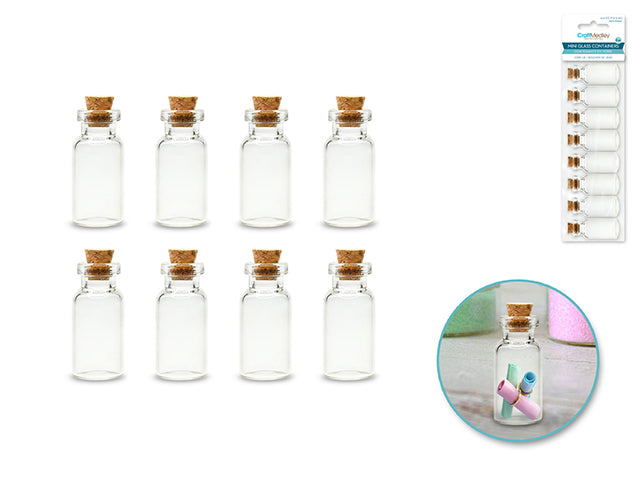 Mini Glass Bottles with Cork Lids, 8-Pack