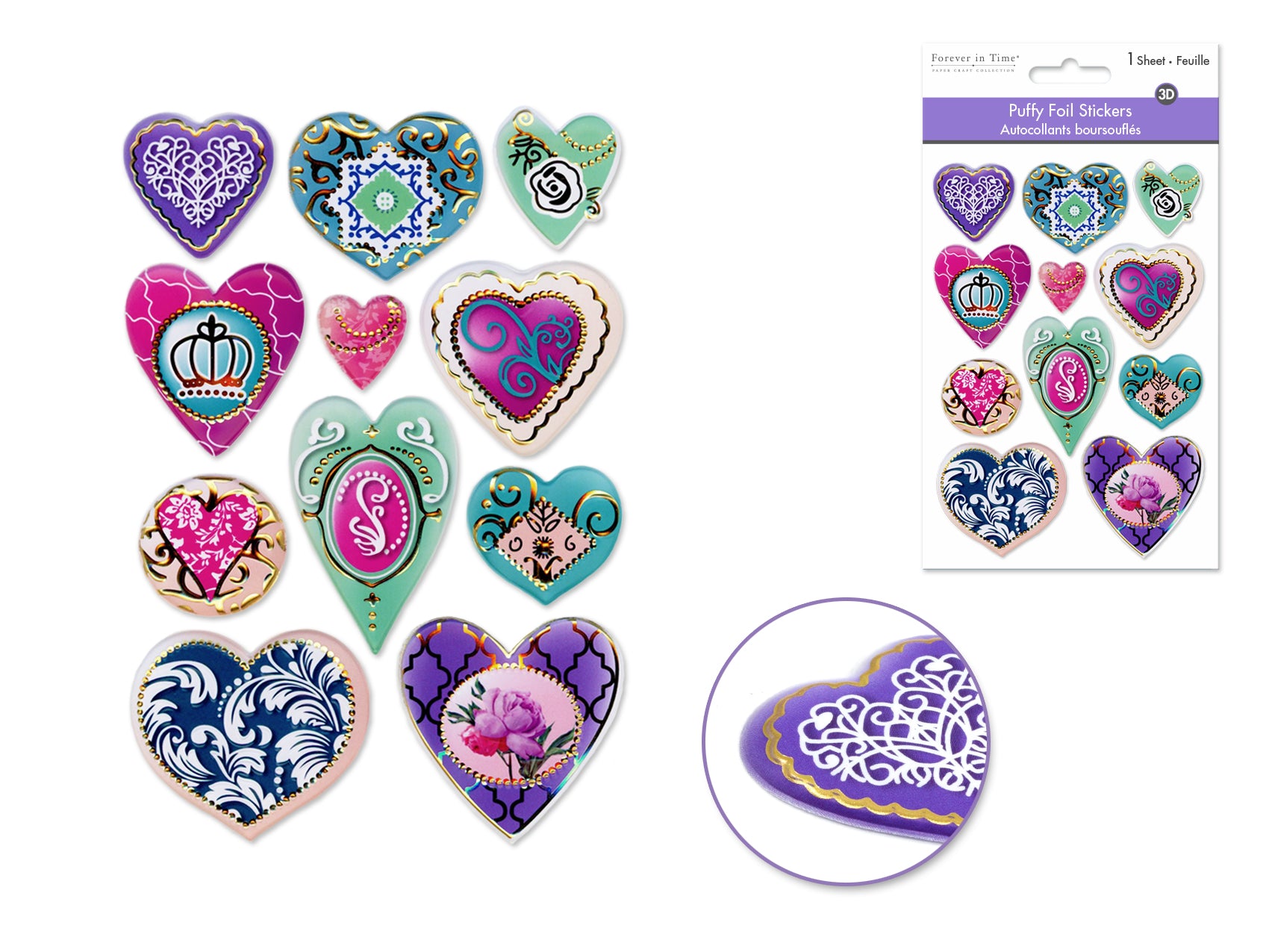 Paper Craft Stickers Fancy Hearts