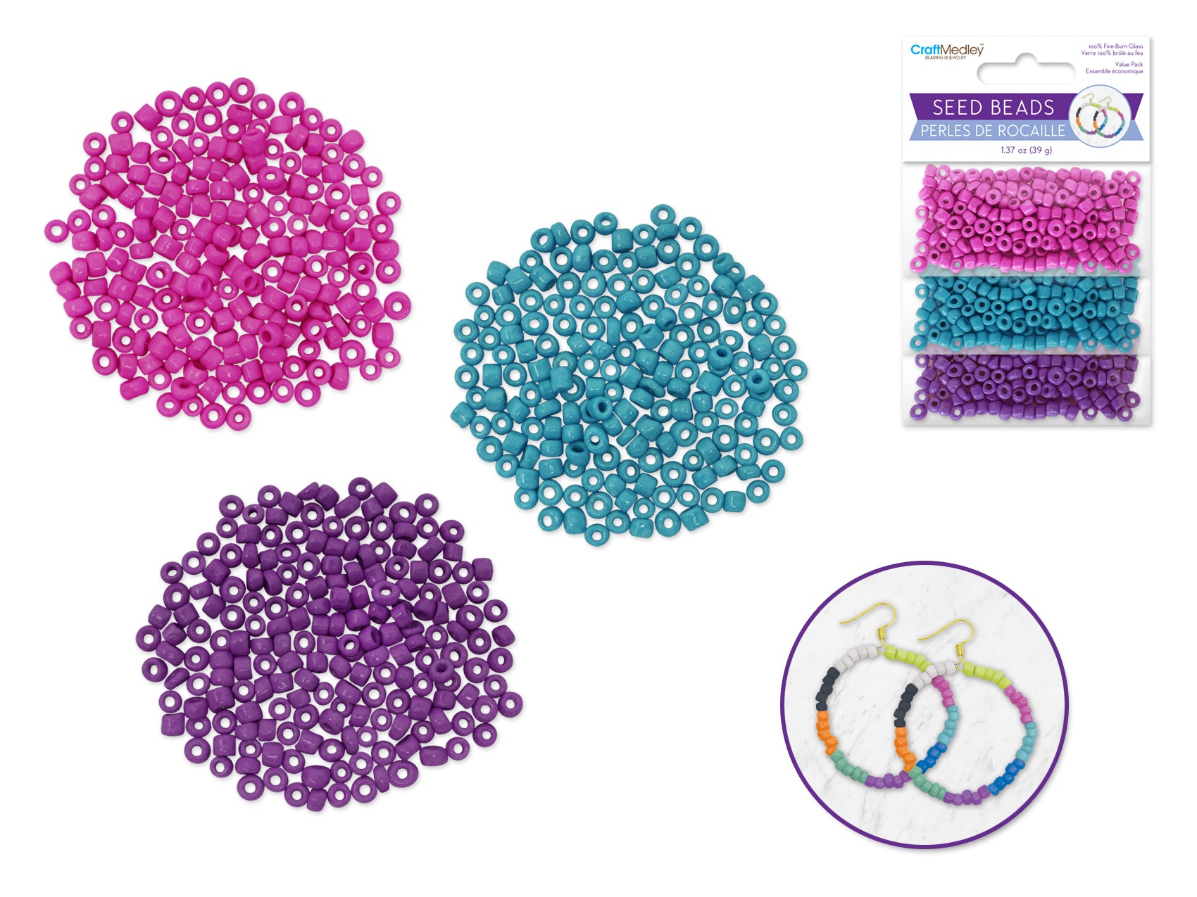 Dyed Glass Seed Beads, Gloss Finish