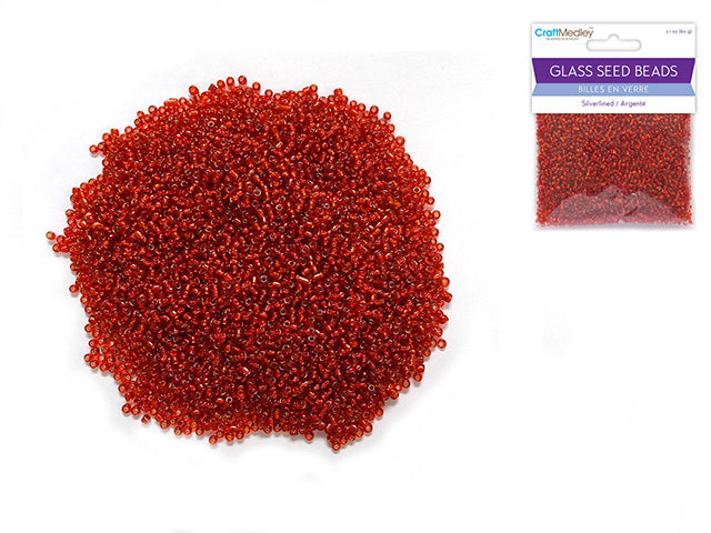 Silver-Lined Red Vermillion Glass Seed Beads