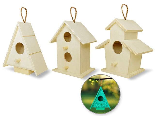 Wood Birdhouses with Jute Cord