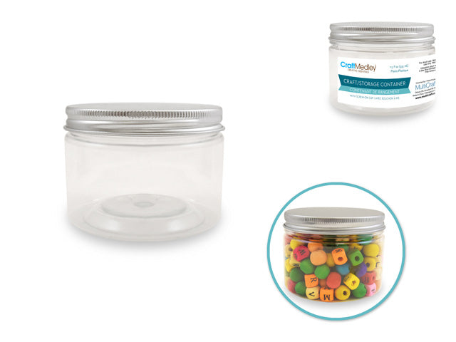 Plastic Wide-Mouth Storage Jar with Screw-Top Lid