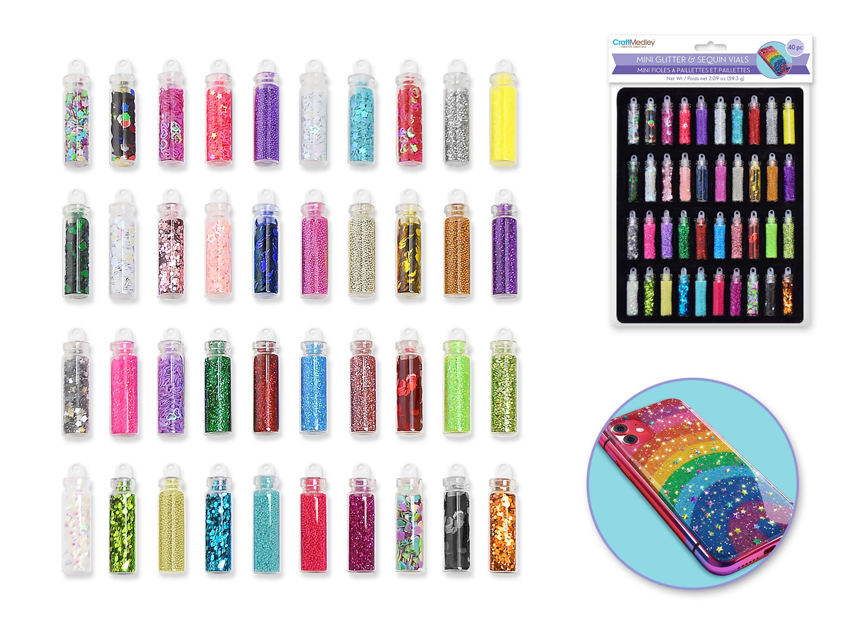 Mini Glitter & Sequin Vials