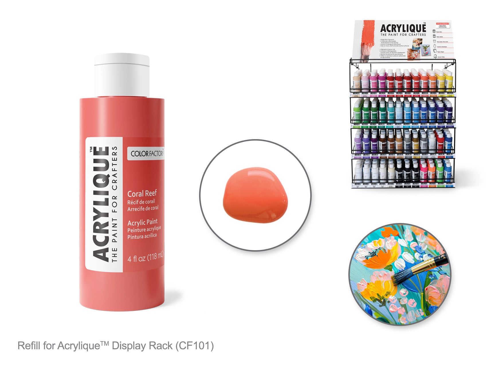 Color Factory 4 oz Acrylic Paint, Coral Reef