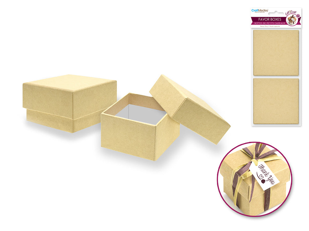 Kraft Heavy-Duty Paper Favor Boxes, 2-Pack