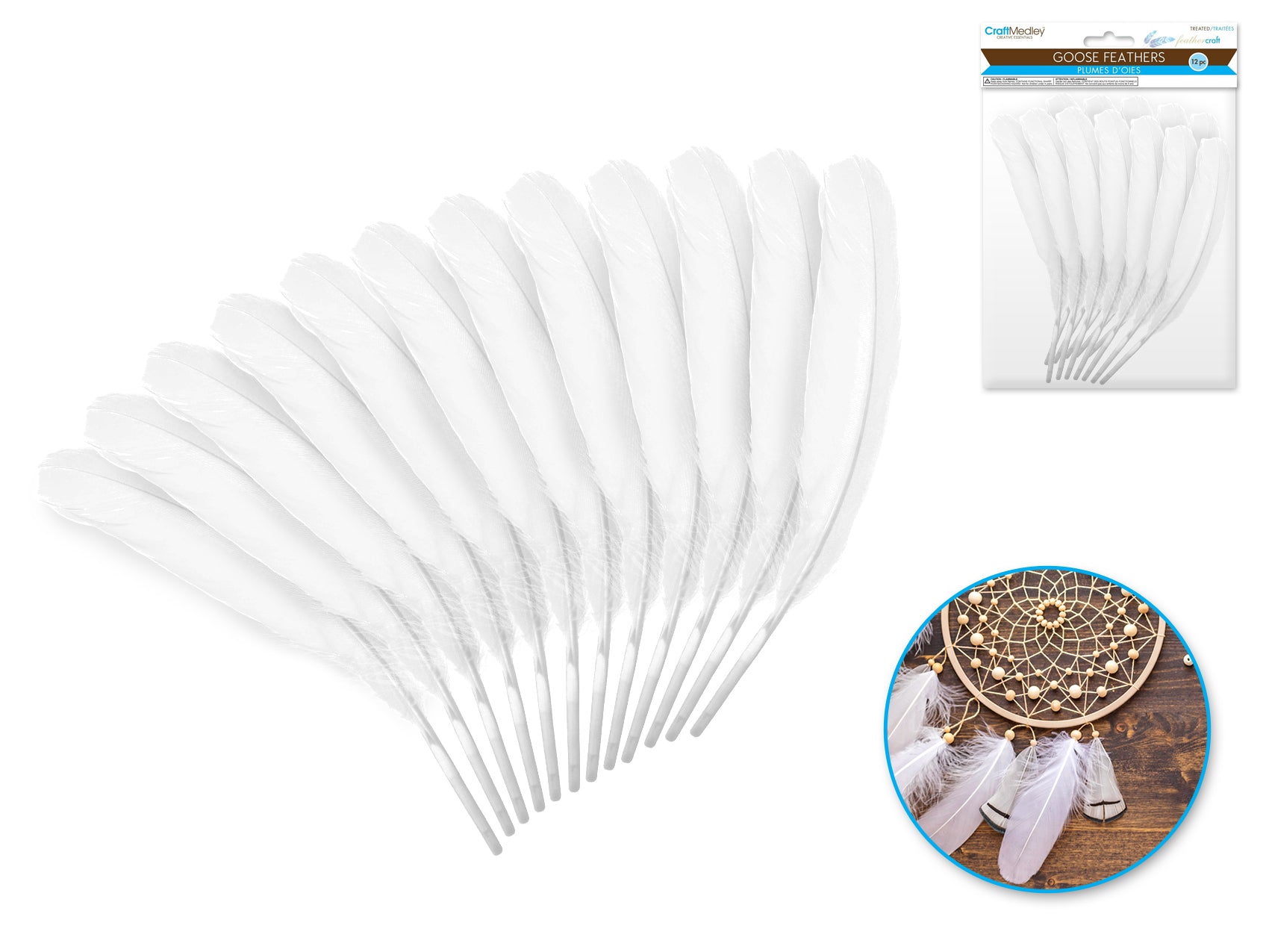 White Goose Feathers, 12 Count