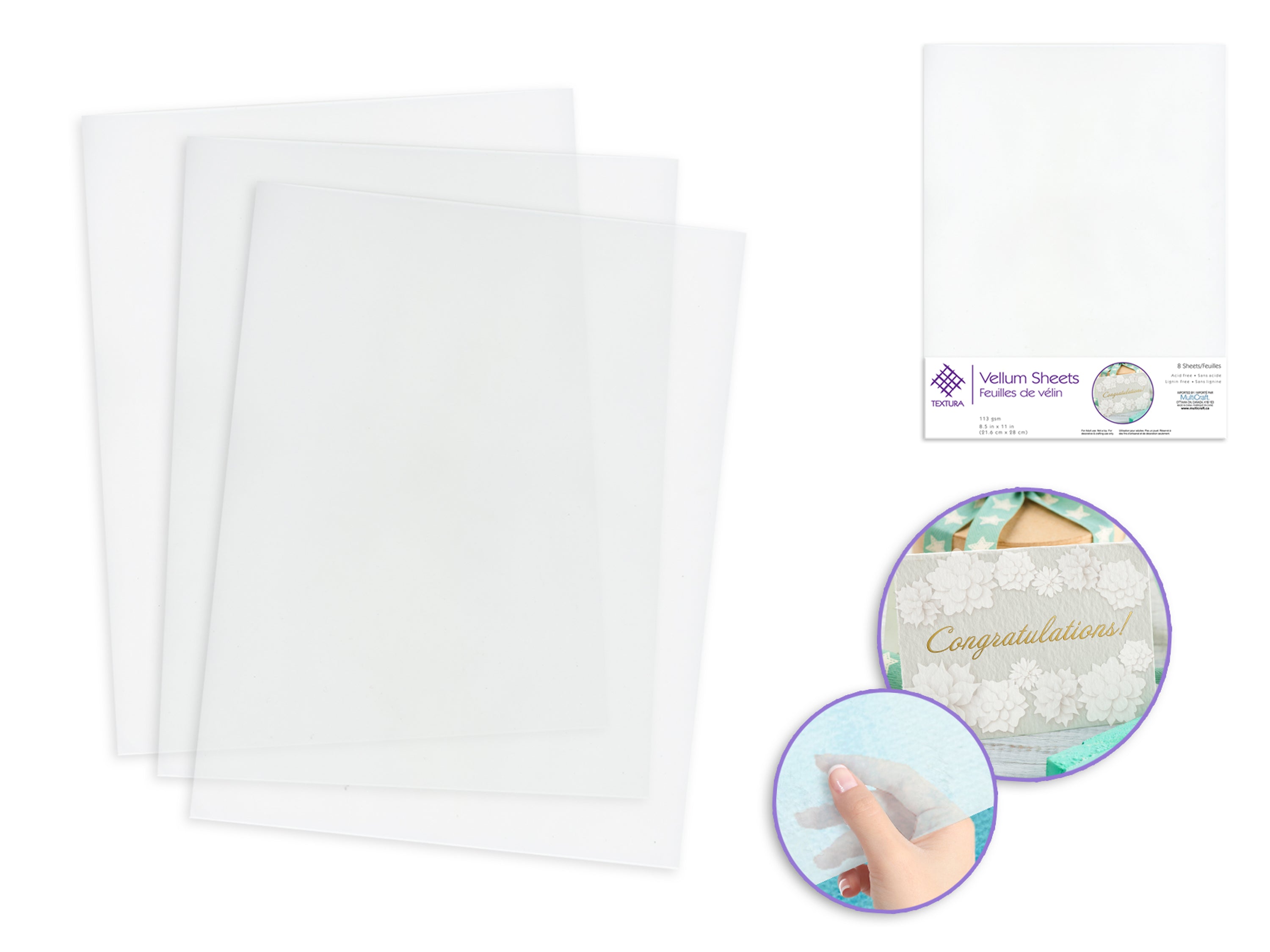 White Vellum Craft Paper Sheets, 8.5" x 11", 8 Count