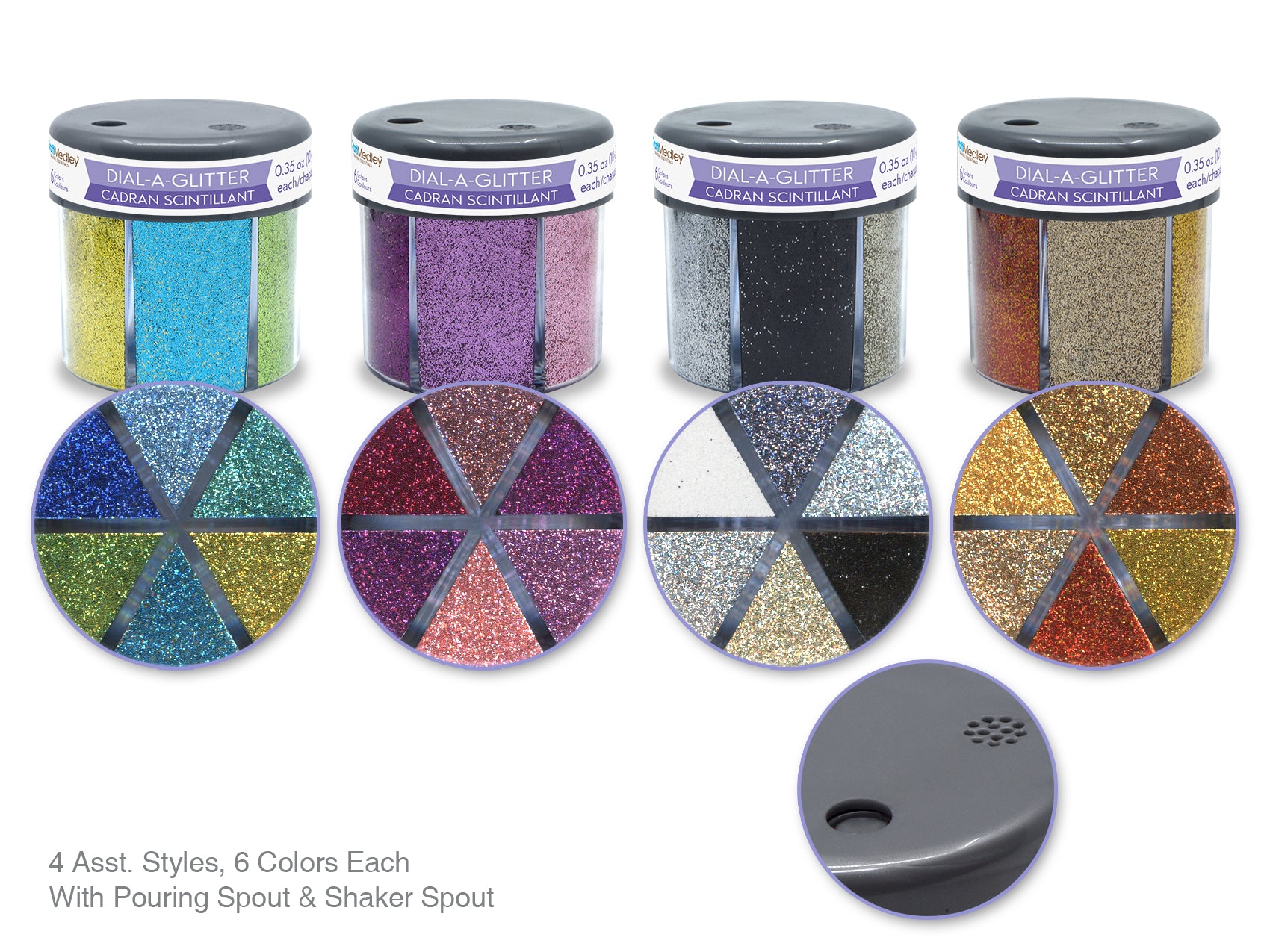 Twinkle Town 60g Assorted 6-Color Glitter Jar
