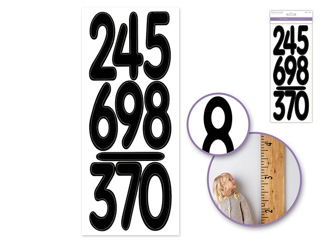 Clear Letters and Numbers Sticker Set, Black Numbers, 3.5"