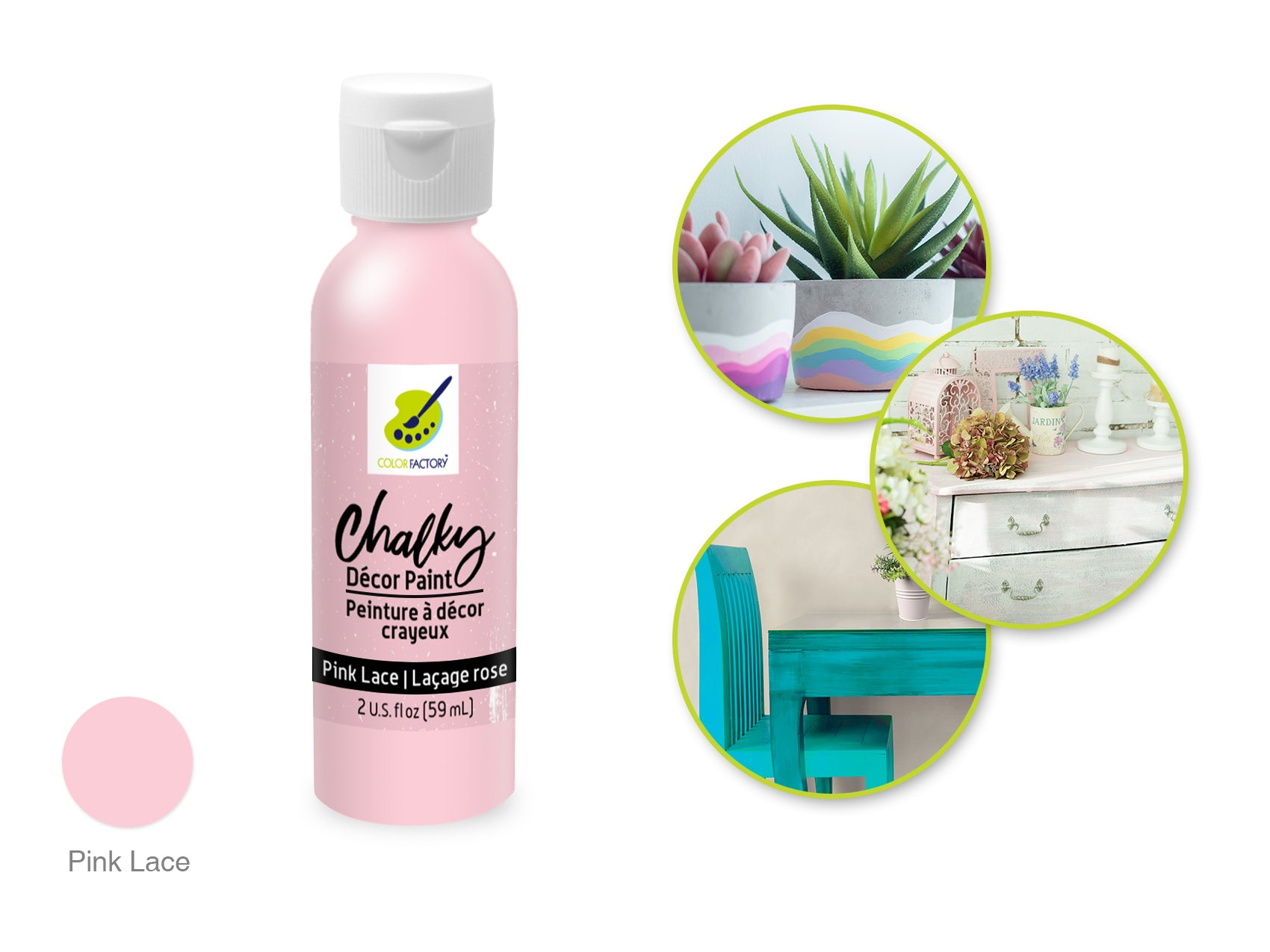 Color Factory 2 oz Chalky Decor Paint - Pink Lace