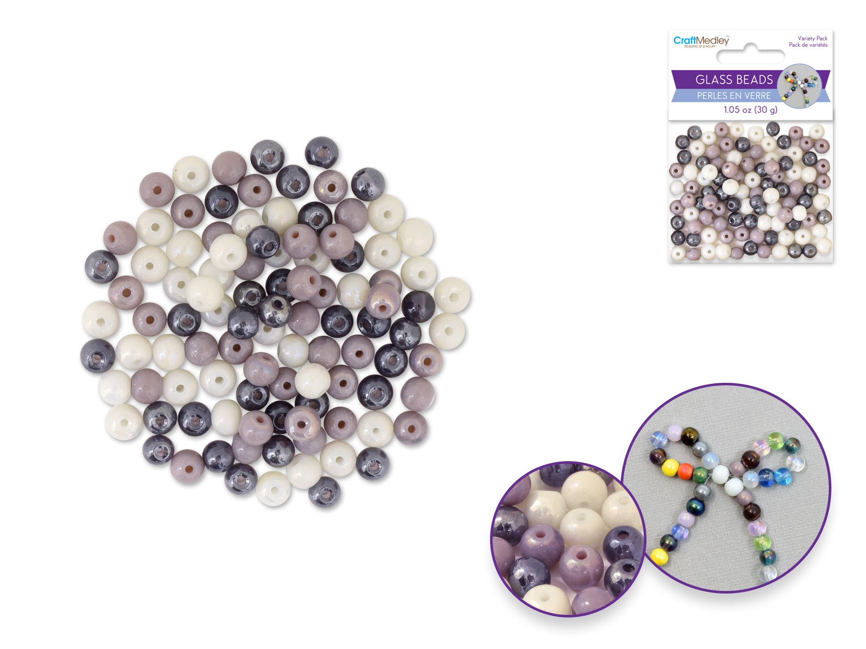 Glass Beads, 6mm Round, 30g, Vineyard Color