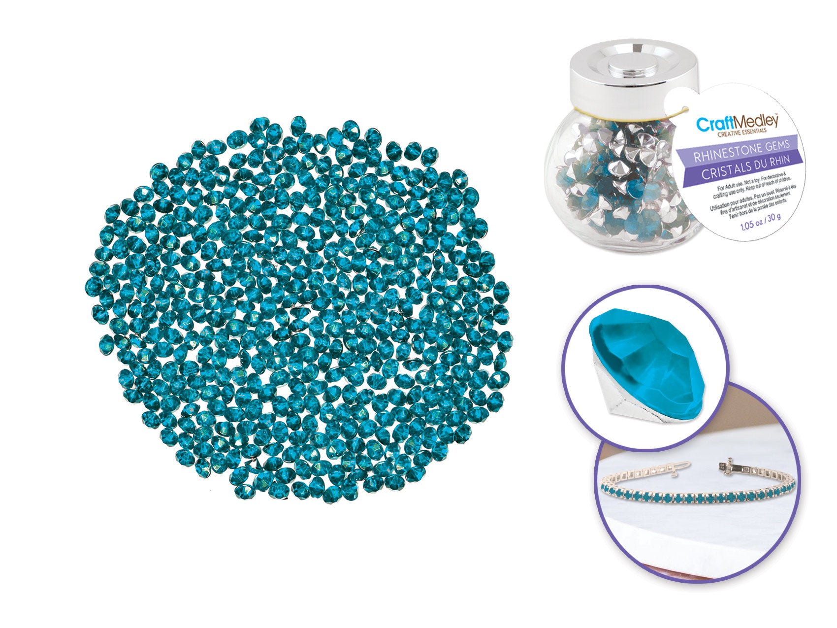 Turquoise Rhinestone Embellishment Jar