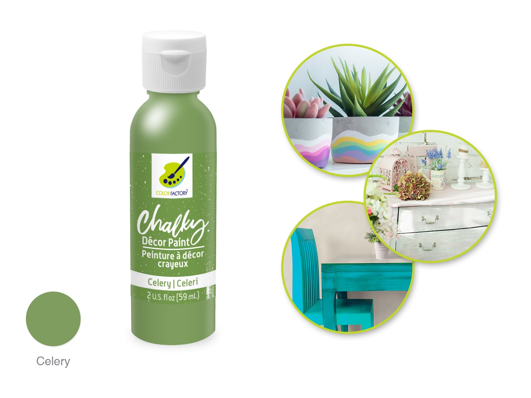 Color Factory 2 oz Chalky Decor Paint Celery