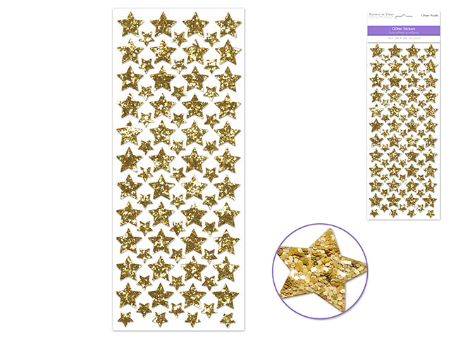 Glitter Gold Star Paper Craft Stickers