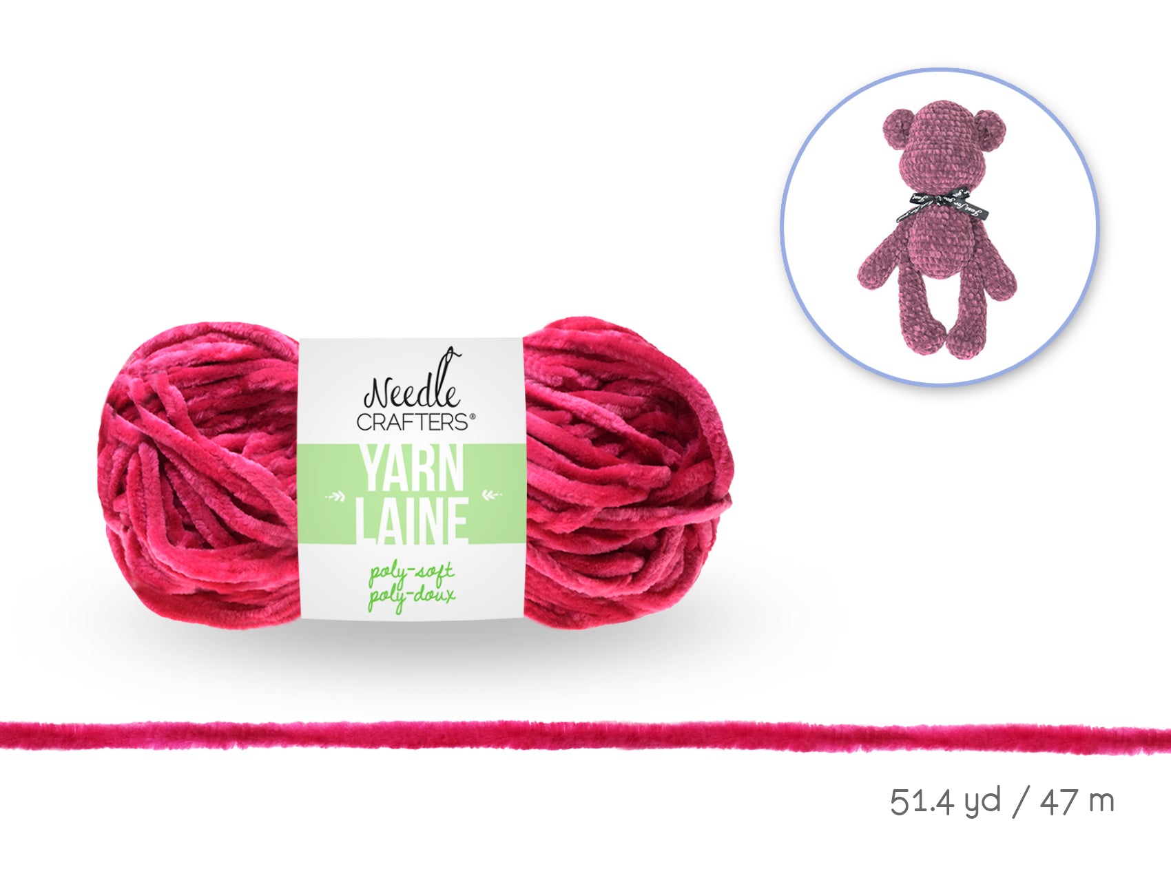 Hot Pink Poly-Soft Yarn Ball, 50g