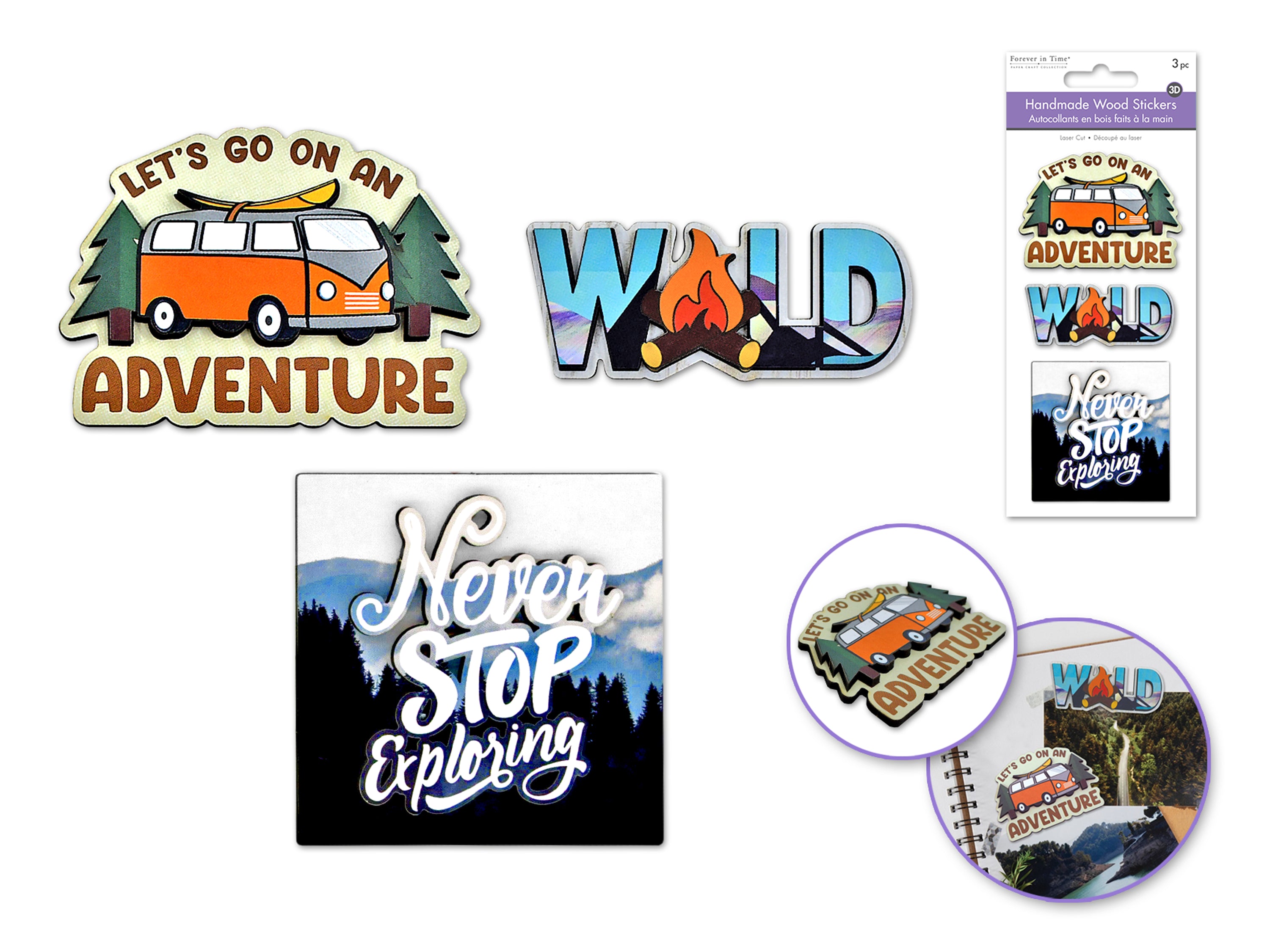 Never Stop Exploring Inspirational Wood Sticker