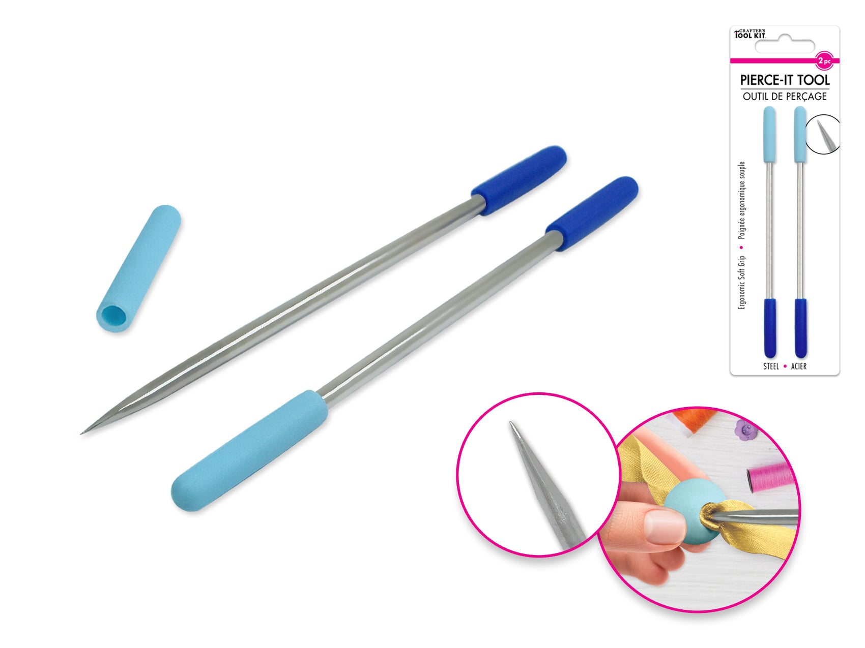 Crafter’s Toolkit Steel Pierce-It Tool Set with Cap and Soft Grip