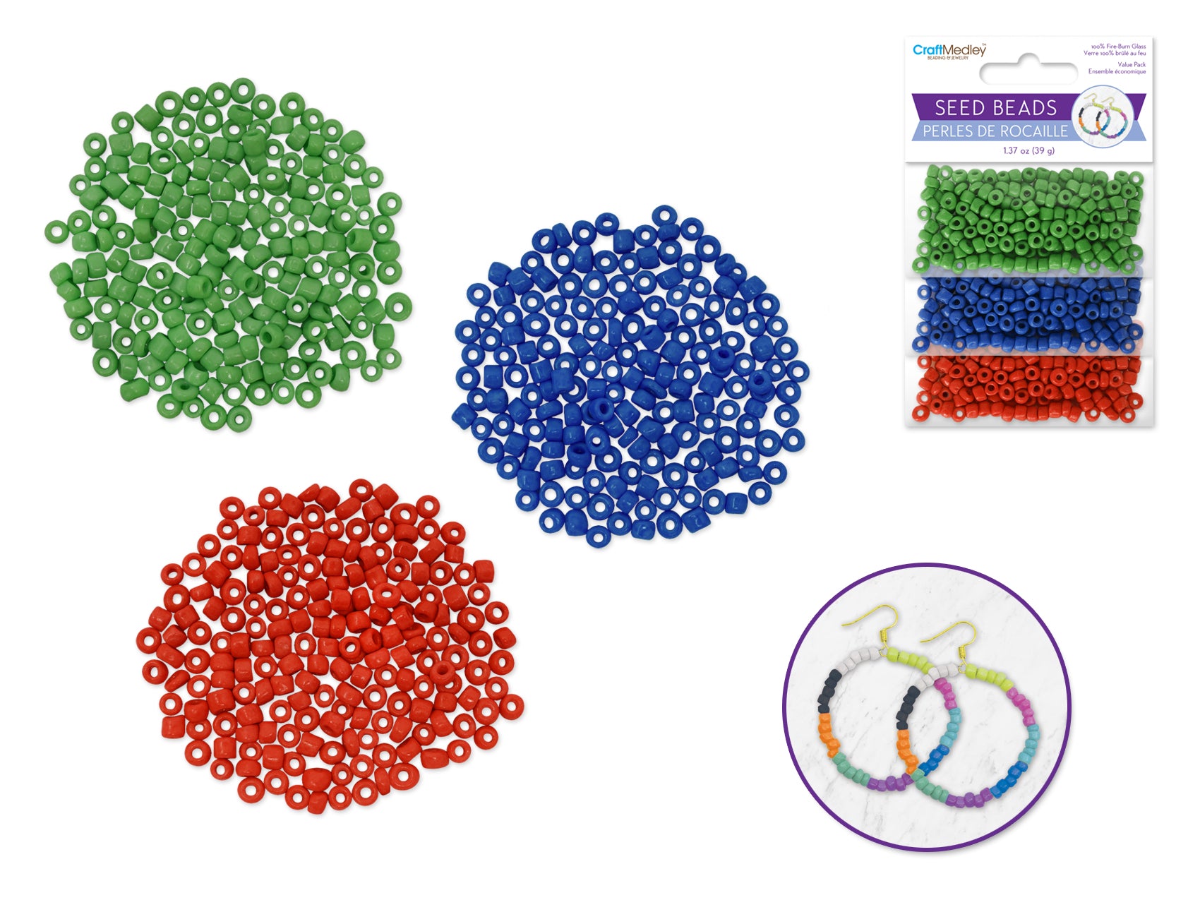Glass Seed Beads, 6/0, Gloss Finish, Bright Colors