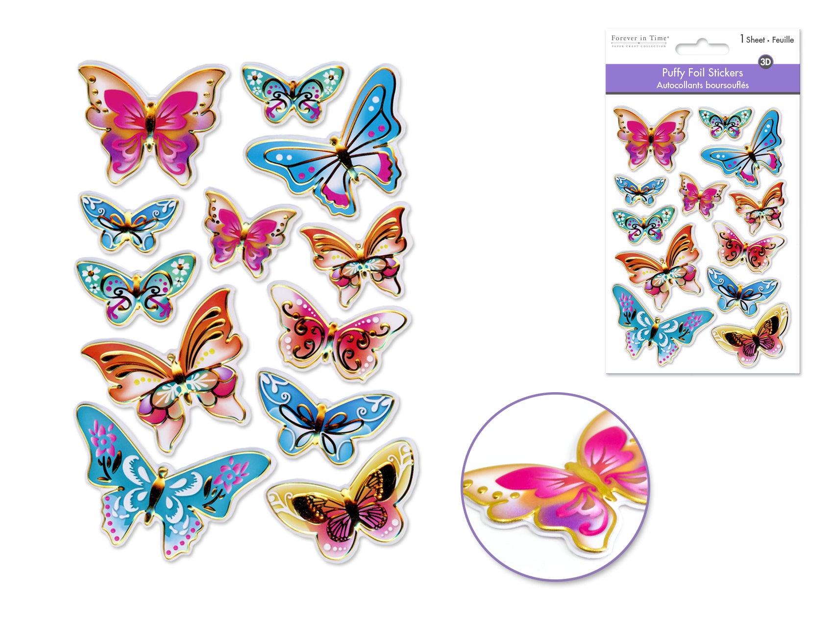 Foil Puffy Butterfly Stickers