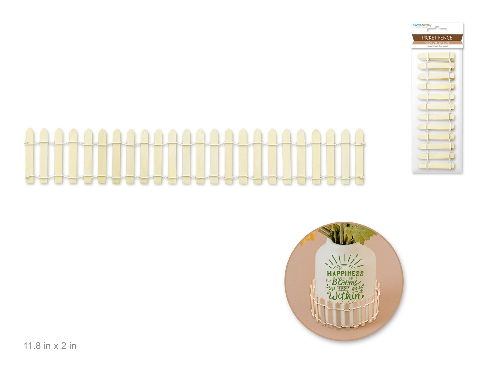 Mini Makers DIY Mini Picket Fence, 11.8" x 2"