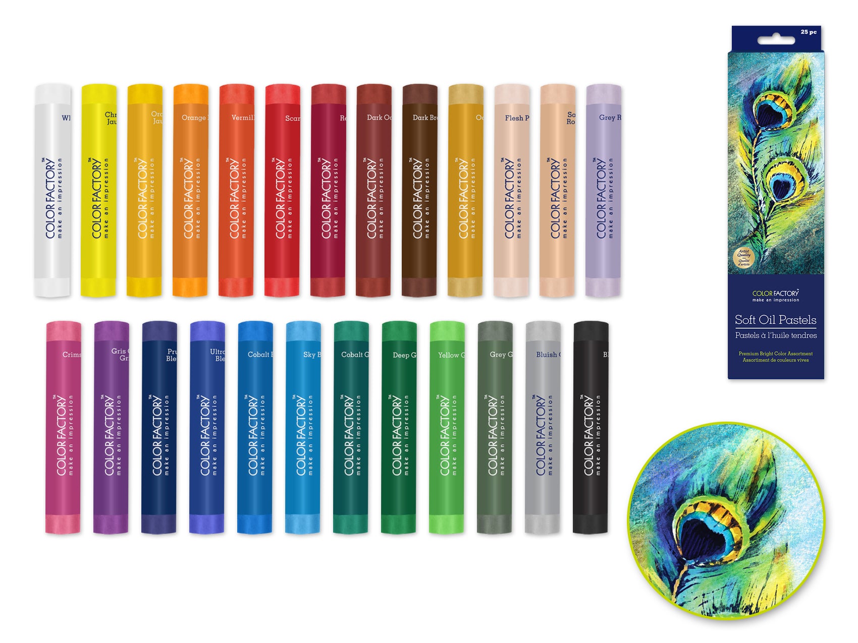 Color Factory Bright Soft Oil Pastels, 25 Count