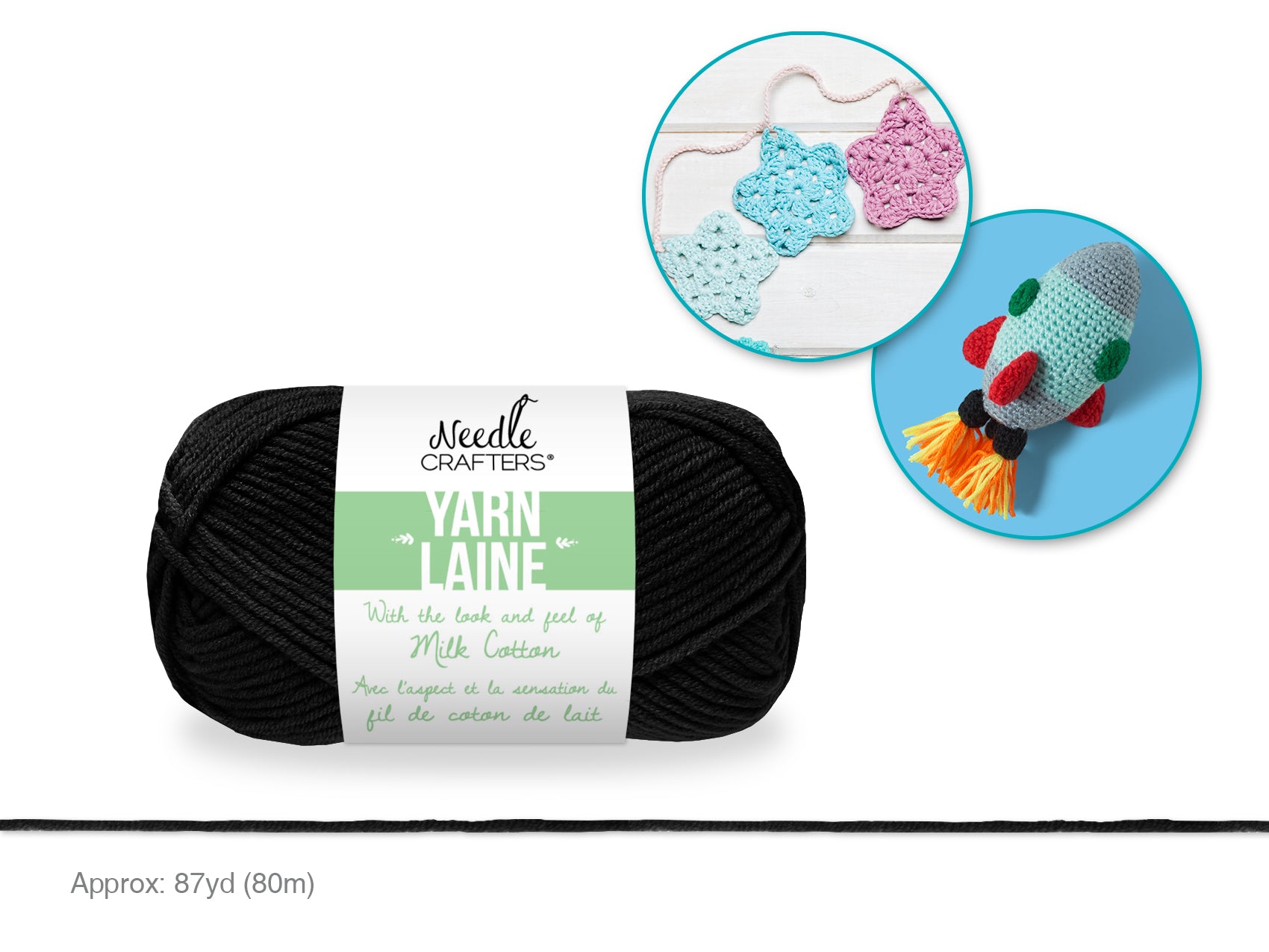 Needlecrafters Black Acrylic Cotton Yarn, 50g