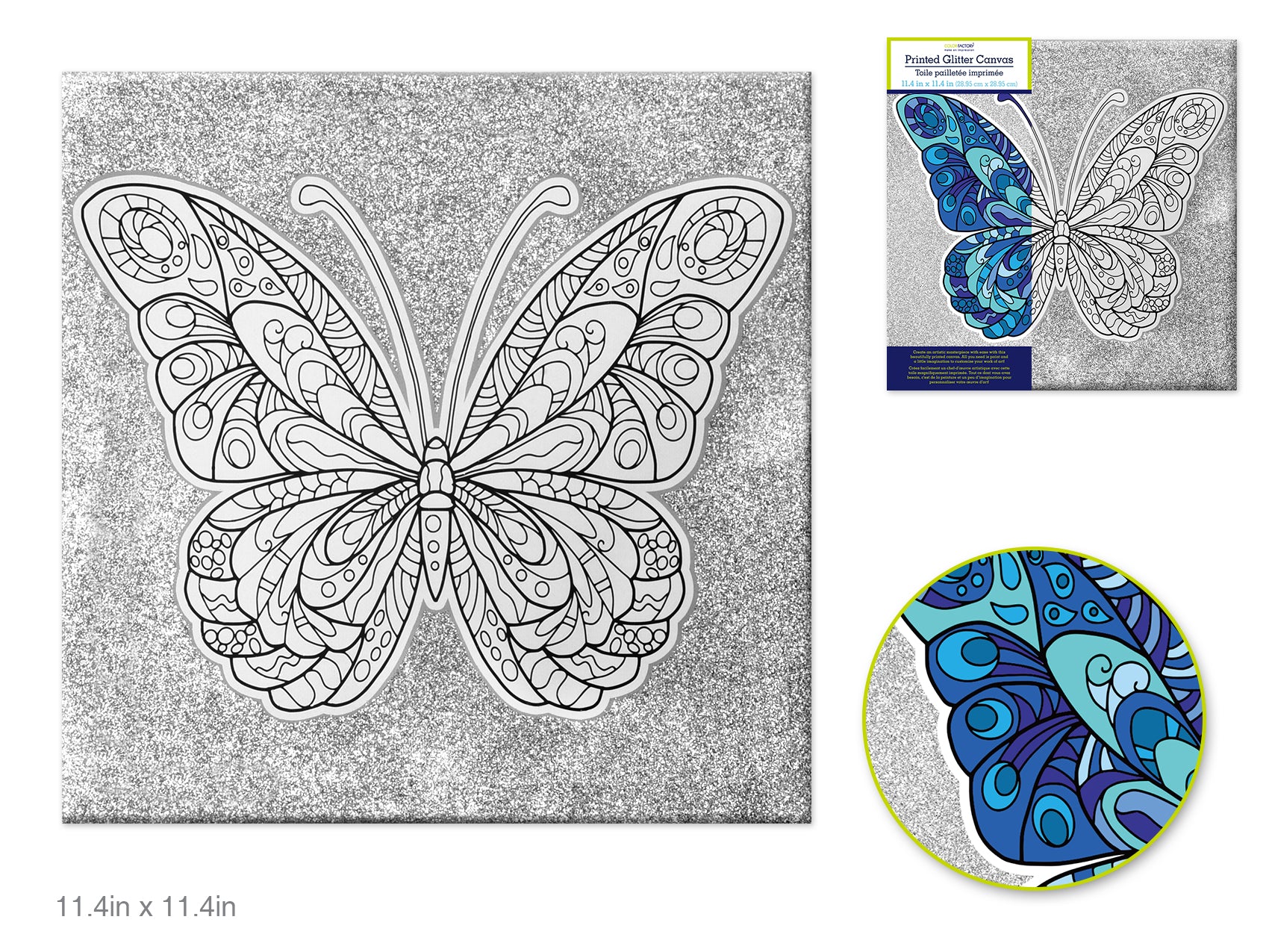 Glitter Butterfly Printed Canvas Art