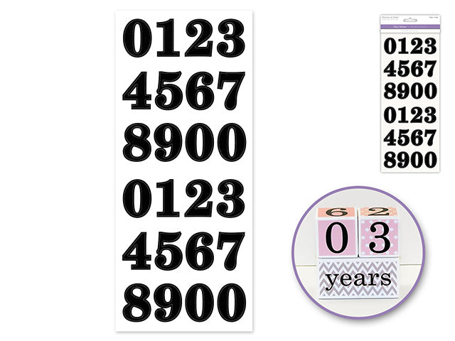 Paper Craft Clear Letter and Number Stickers, Bold Black, 1.37"
