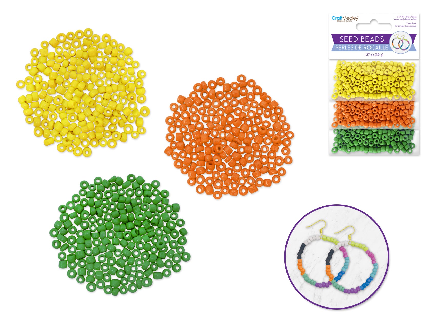 Glass Seed Beads, Tropical Colors, Gloss Finish