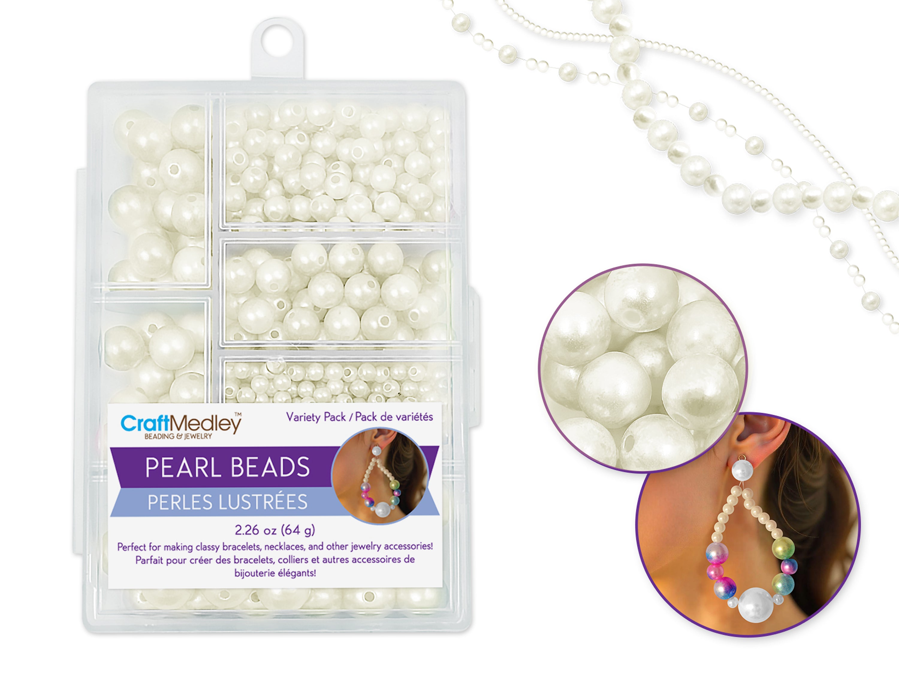 Ivory Dyed Gloss Pearl Beads in Box