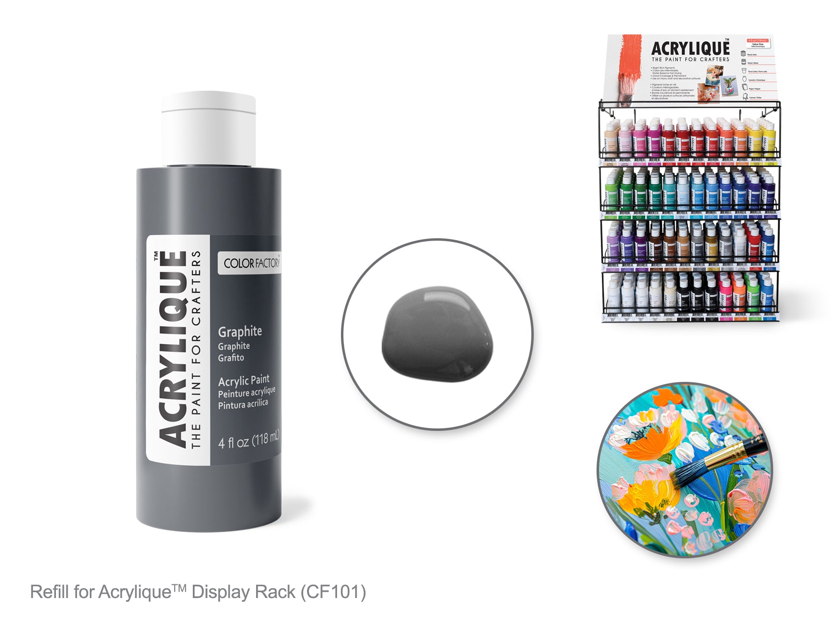 Color Factory 4 oz Acrylic Paint, Graphite