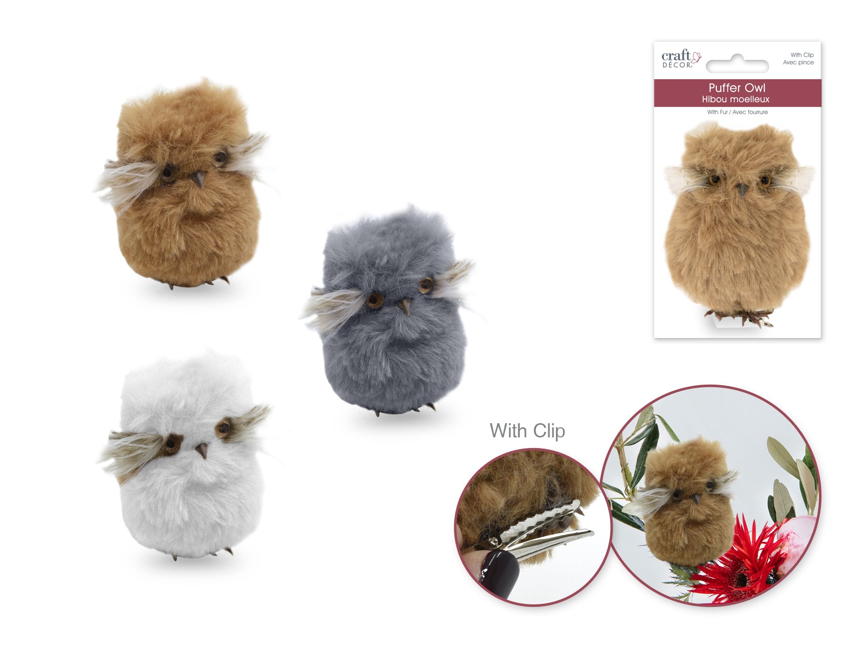 Craft Decor Puffer Pals Clip-On Screech Owl