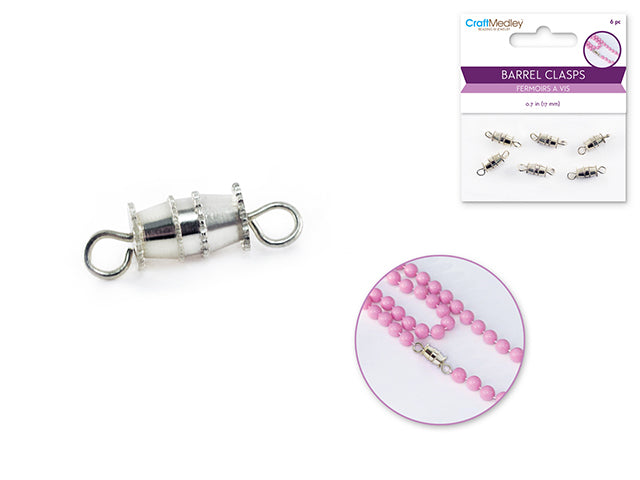Silver Tapered Barrel Clasps