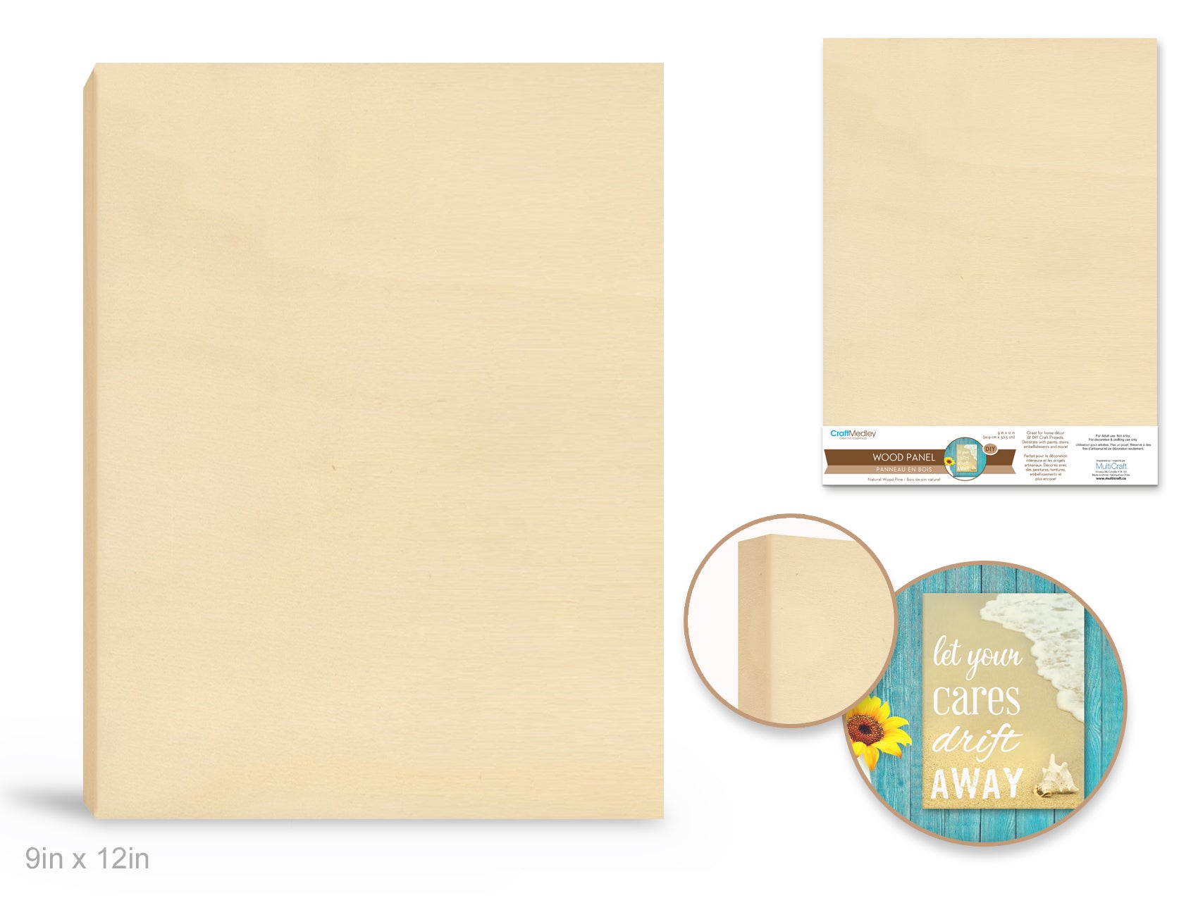 Natural Wood DIY Art Panel, 9 x 11.6 in