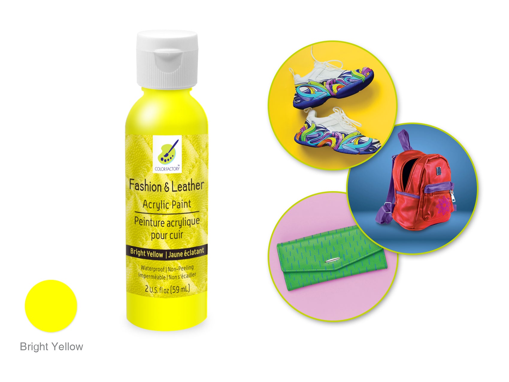 Color Factory 2 oz Bright Yellow Fashion & Leather Acrylic Paint