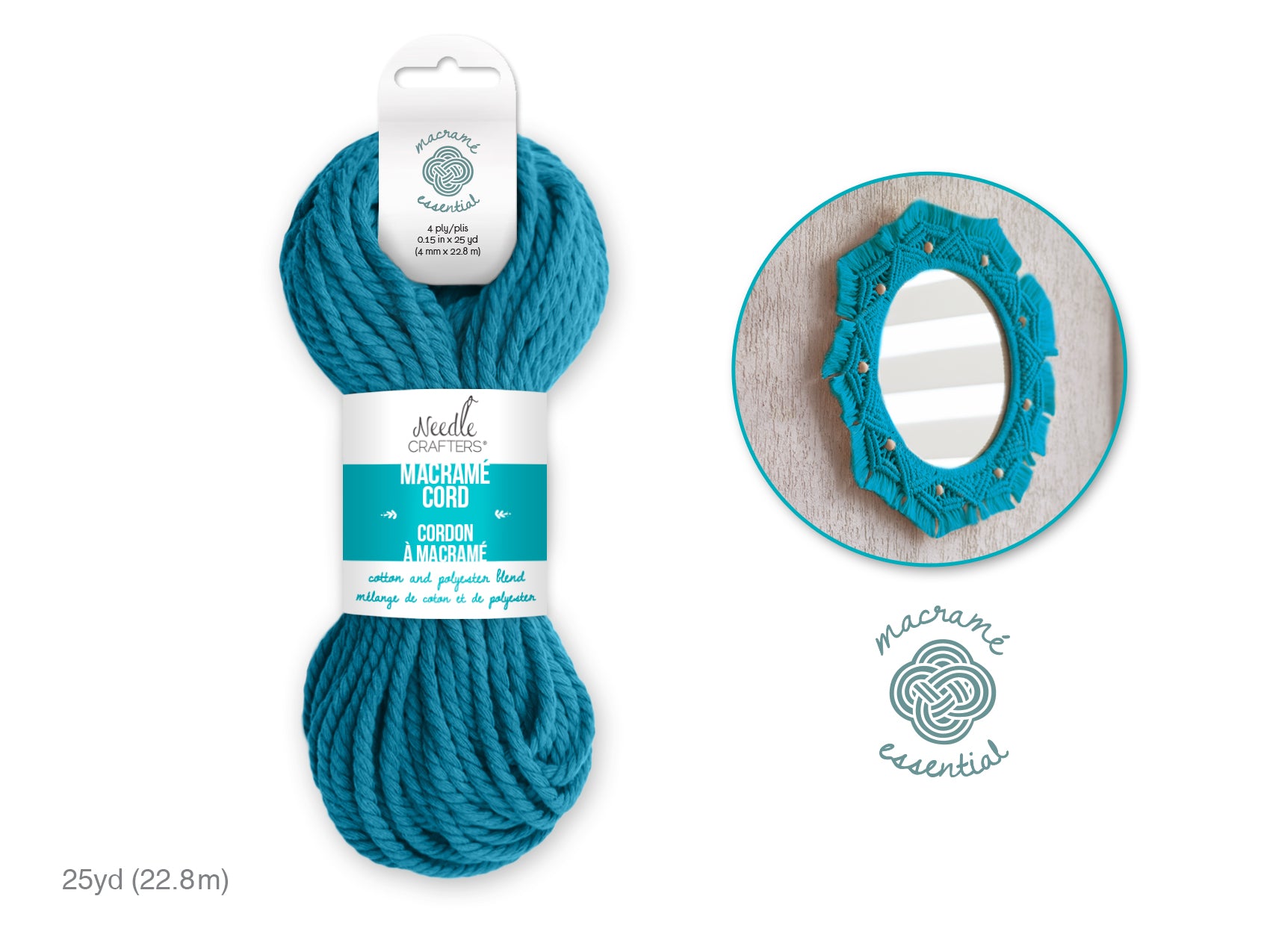 4mm Sky Blue Macramé Cord, 25 Yards