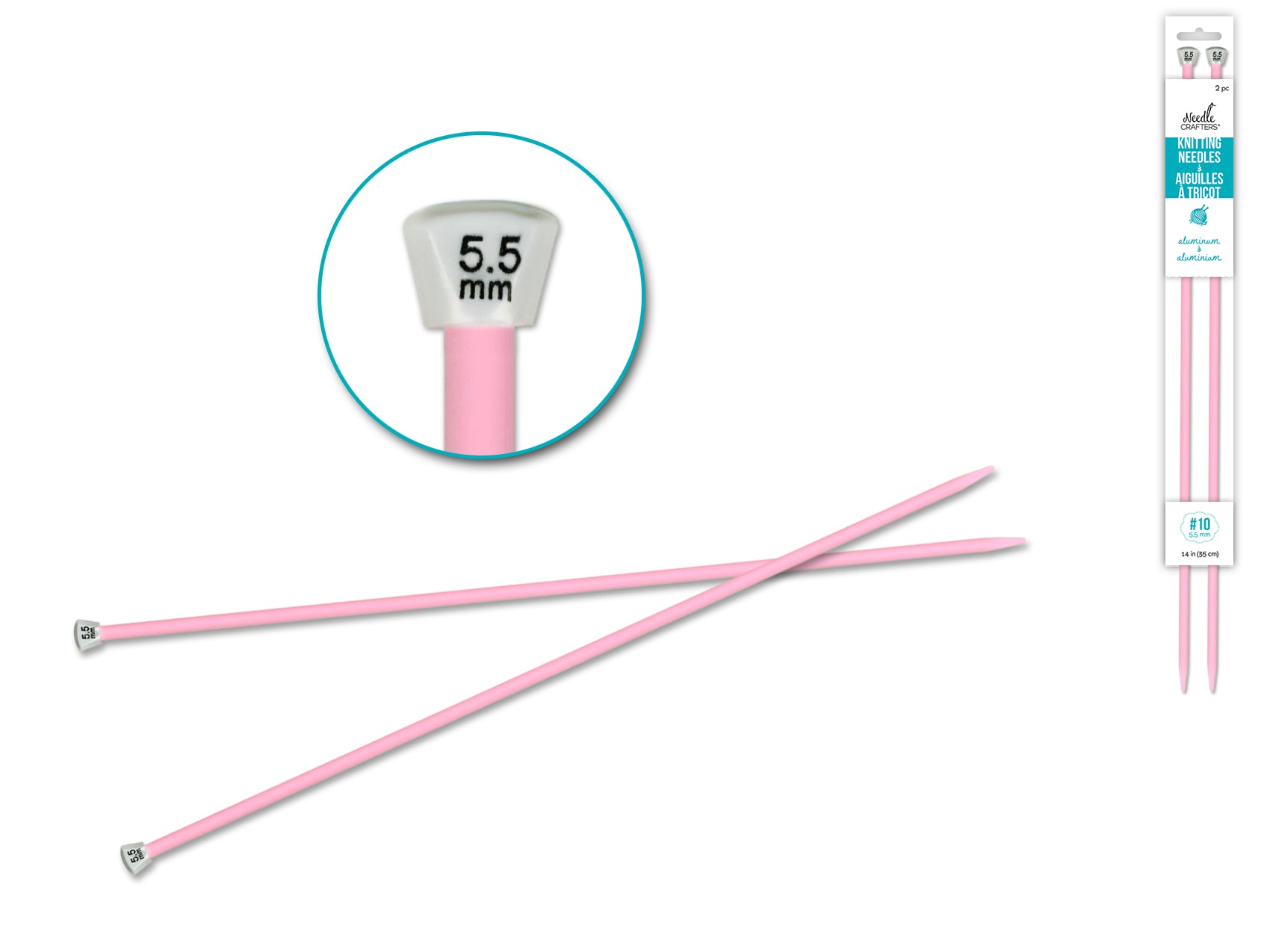 Needlecrafters Aluminum Knitting Needles, Size #10, 35 cm