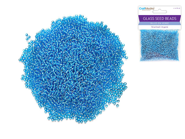 Light Blue Silver-Lined Glass Seed Beads 12/0 60g
