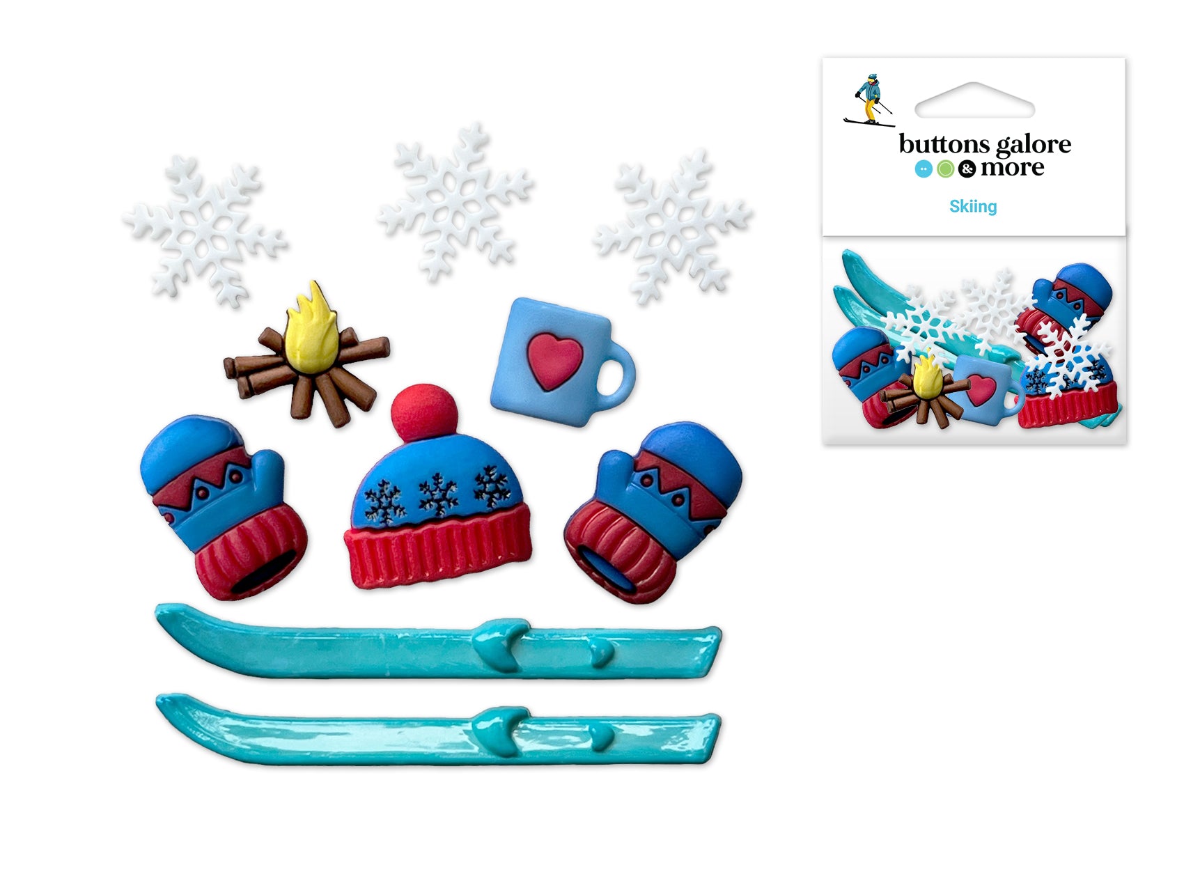 Skiing Novelty Craft Buttons