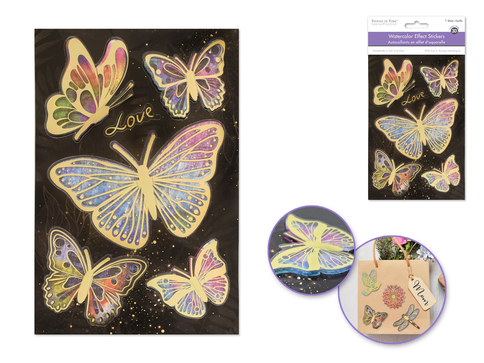 3D Gold Foil Fold-Up Butterfly Sticker