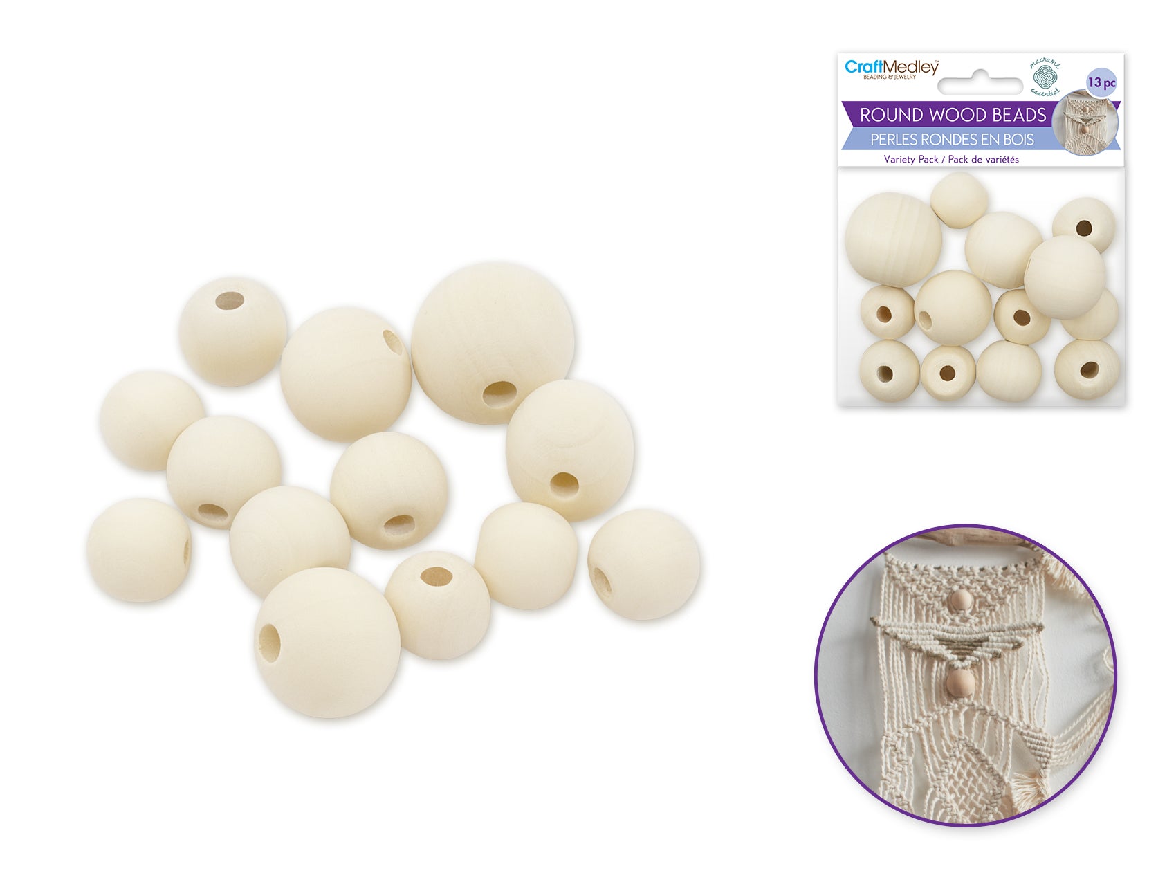 Craftwood Natural Round Beads, 13 Count