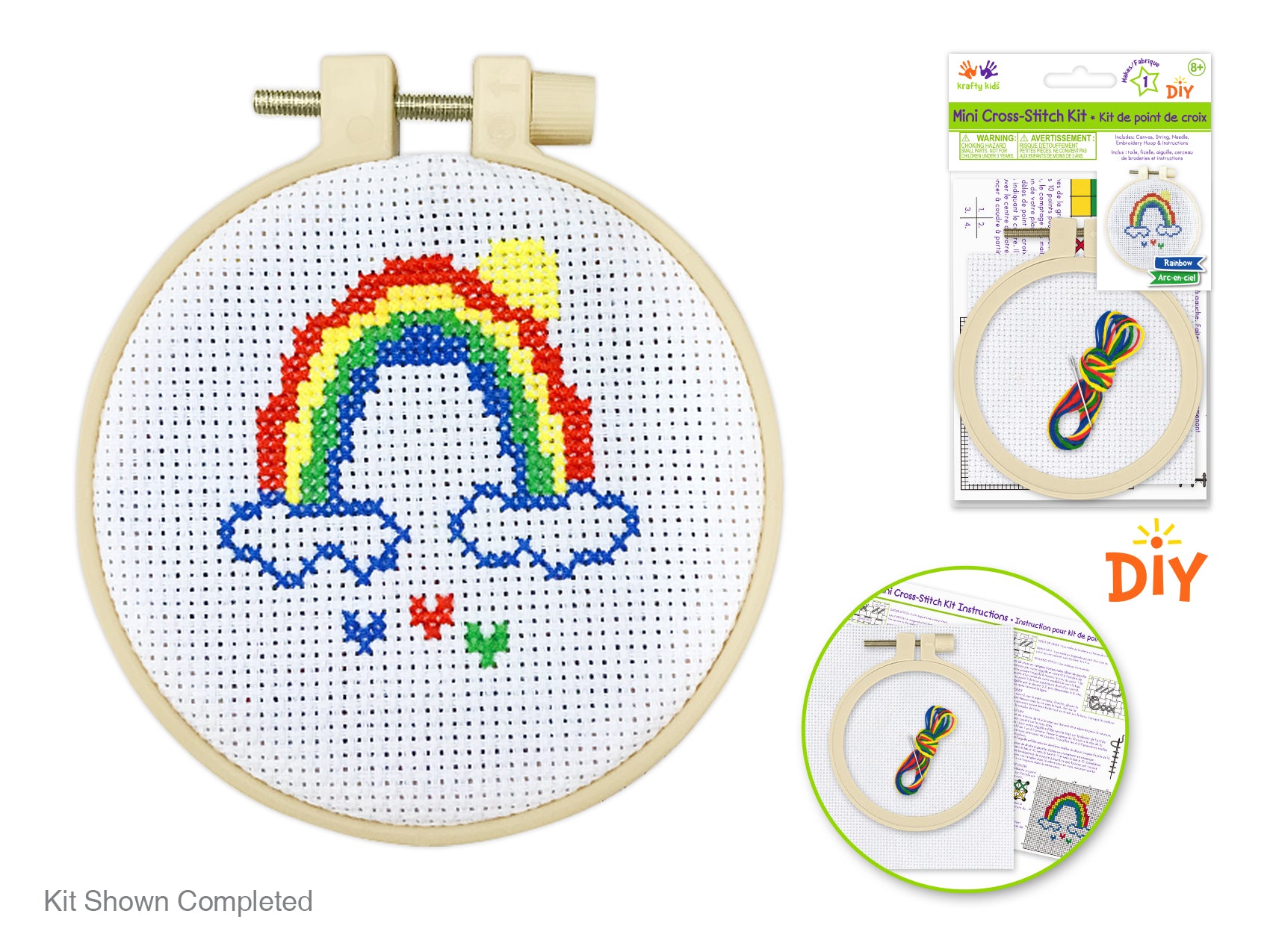 DIY Mini Cross-Stitch Kit – Rainbow