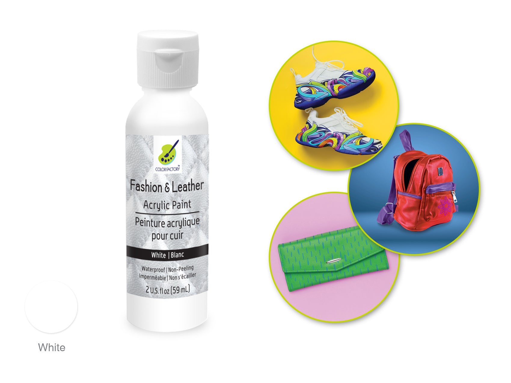 Color Factory 2 oz White Acrylic Paint for Fashion & Leather